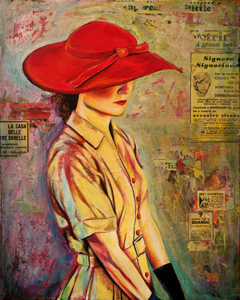 "Red Hat" Acrylic painting on canvas (16" x 20") by artist Dano Carver.