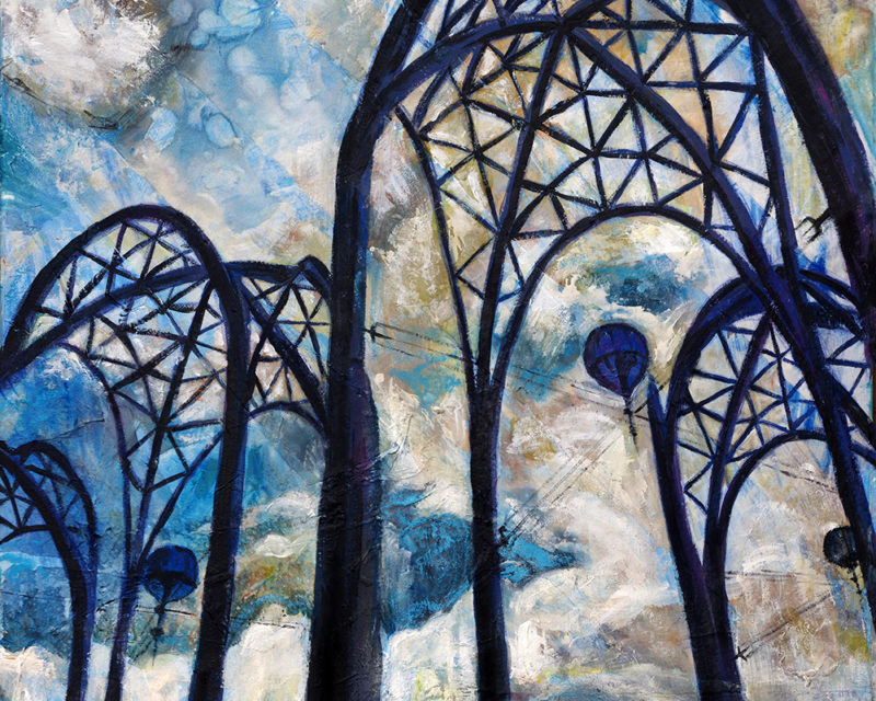 painting of Seattle Center arches