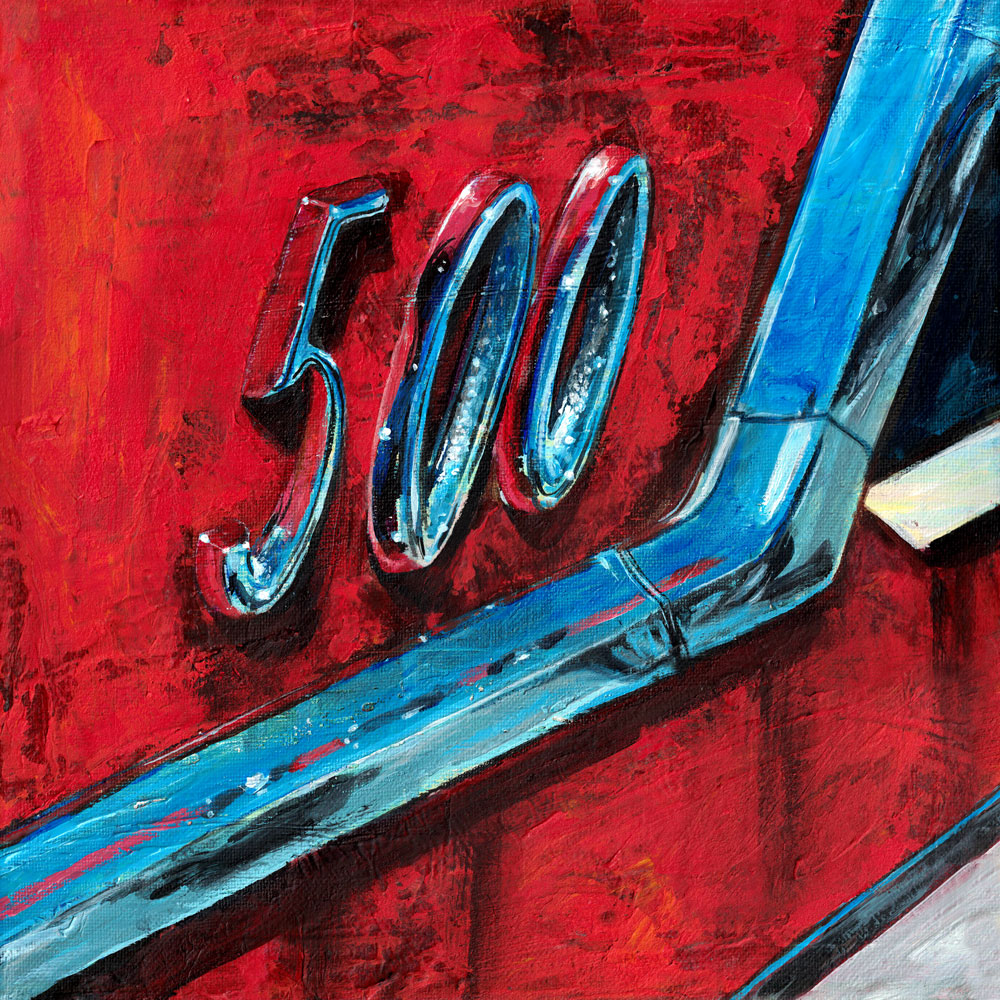 "Dodge Polara 500" Acrylic painting on canvas (12" x 12") by artist Daniel (Dano) Carver